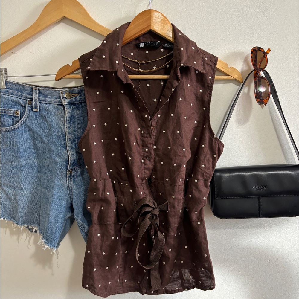 Vintage Brown Linen Tank Top